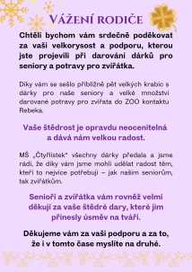Poděkování z DS Manželů Curieových
