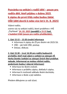 Setkání s rodiči před zápisem do ZŠ